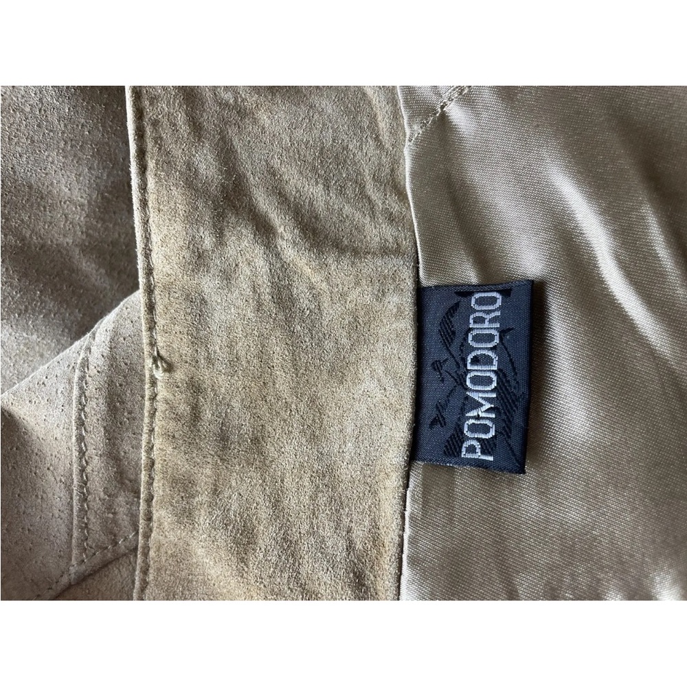 Genuine suede Size 12 skirt lined panelled sections Camel Tan Midi Y2K 00s 90s - Picture 10 of 12